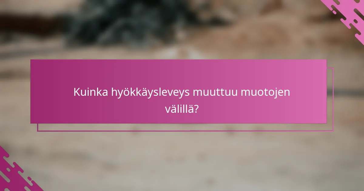 Kuinka hyökkäysleveys muuttuu muotojen välillä?